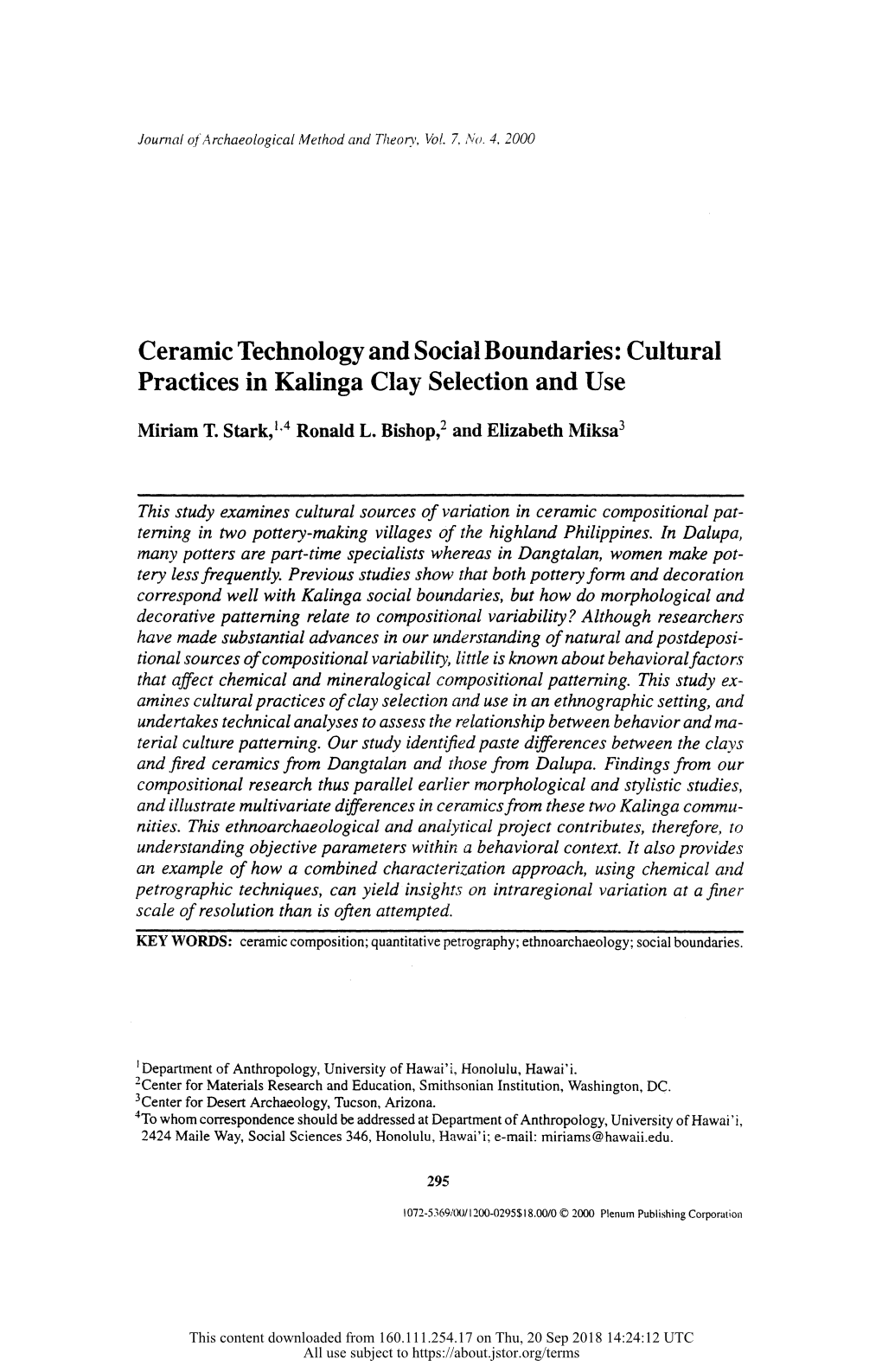 Cultural Practices in Kalinga Clay Selection and Use