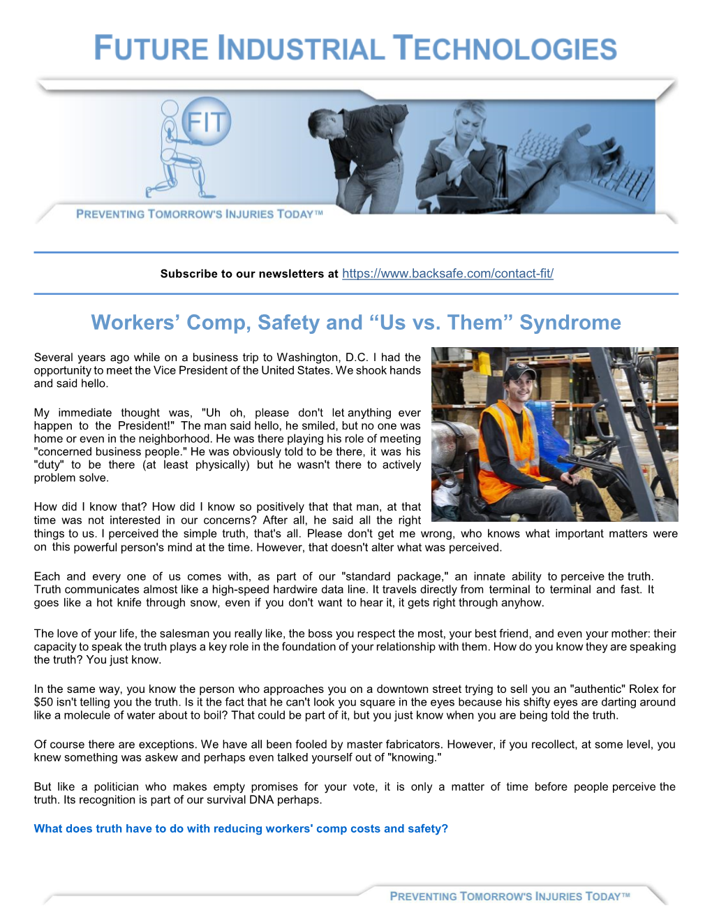 Workers' Comp, Safety and “Us Vs. Them”