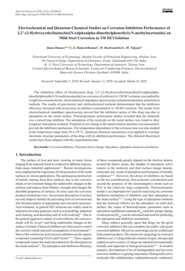 Electrochemical and Quantum Chemical Studies on Corrosion Inhibition Performance Of