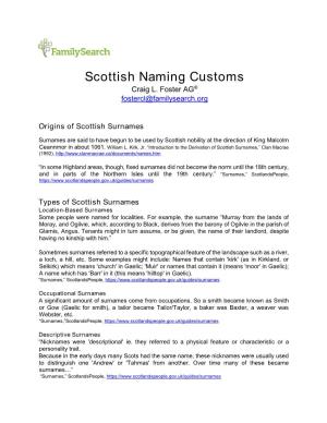 Scottish Naming Customs Craig L