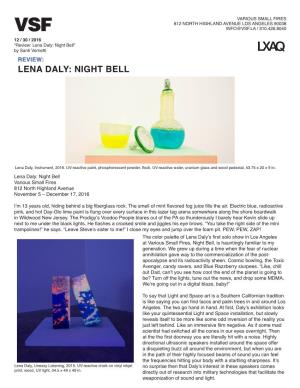 Lena Daly: Night Bell” by Santi Vernetti REVIEW: LENA DALY: NIGHT BELL