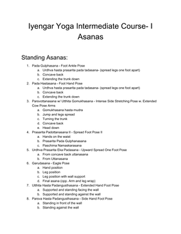 Iyengar Yoga Intermediate Course- I Asanas