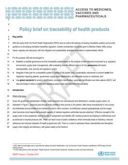 Policy Brief on Traceability of Health Products