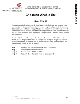 Choosing What to Eat to What Choosing CENTRE DE PREVENTION ET DE READAPTATION MINTO ET DE READAPTATION PREVENTION DE CENTRE VENT X