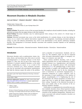 Movement Disorders in Metabolic Disorders