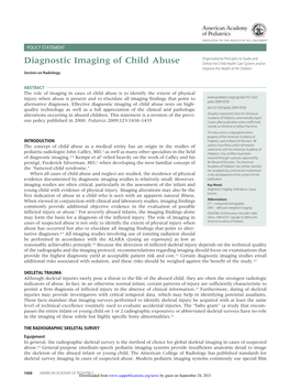 Diagnostic Imaging of Child Abuse Deﬁne the Child Health Care System And/Or Improve the Health of All Children Section on Radiology