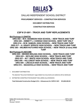 Dallas Independent School District Csp # 21-001