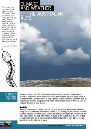 Climate and Weather and the Australian Alps Factsheet