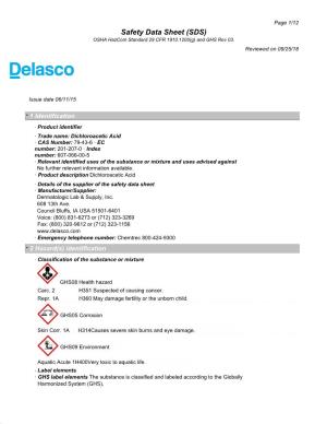 Safety Data Sheet (SDS) OSHA Hazcom Standard 29 CFR 1910.1200(G) and GHS Rev 03