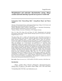 Morphological and Molecular Discrimination Among Albugo Candida Materials Infecting Capsella Bursa-Pastoris World-Wide