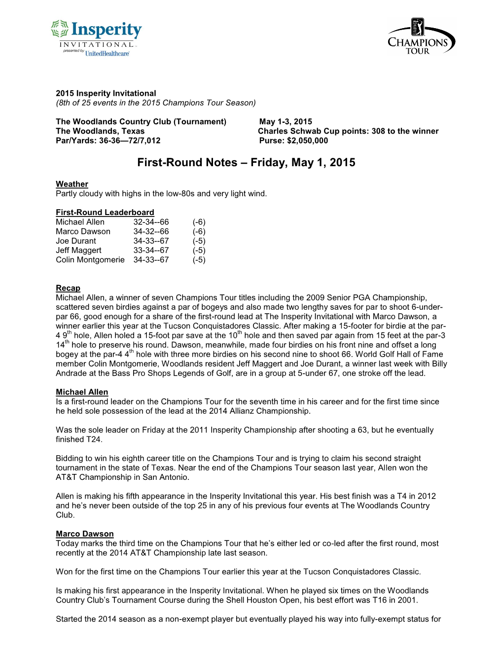 First Round Notes, Friday, May 1