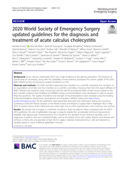 Updated Guidelines for the Diagnosis and Treatment of Acute Calculus