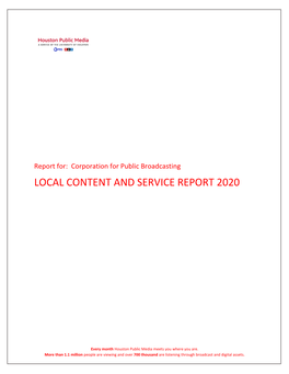 Local Content and Service Report 2020
