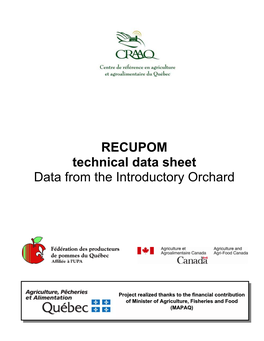RECUPOM Technical Data Sheet Data from the Introductory Orchard