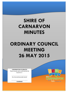Shire of Carnarvon Minutes Ordinary Council Meeting