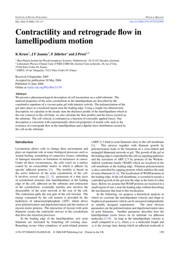 Contractility and Retrograde Flow in Lamellipodium Motion