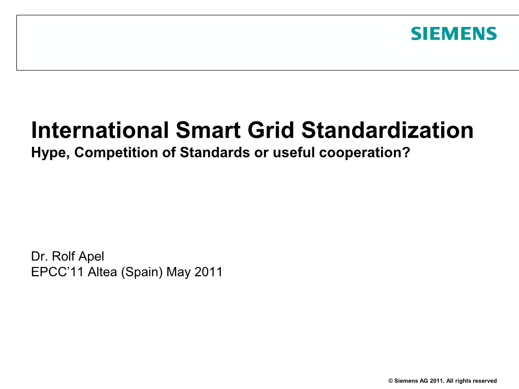 Smart Grid Why Standards?