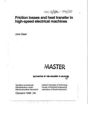Friction Losses and Heat Transfer in High-Speed Electrical Machines