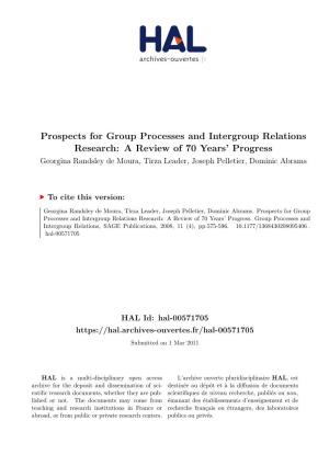 Prospects for Group Processes and Intergroup