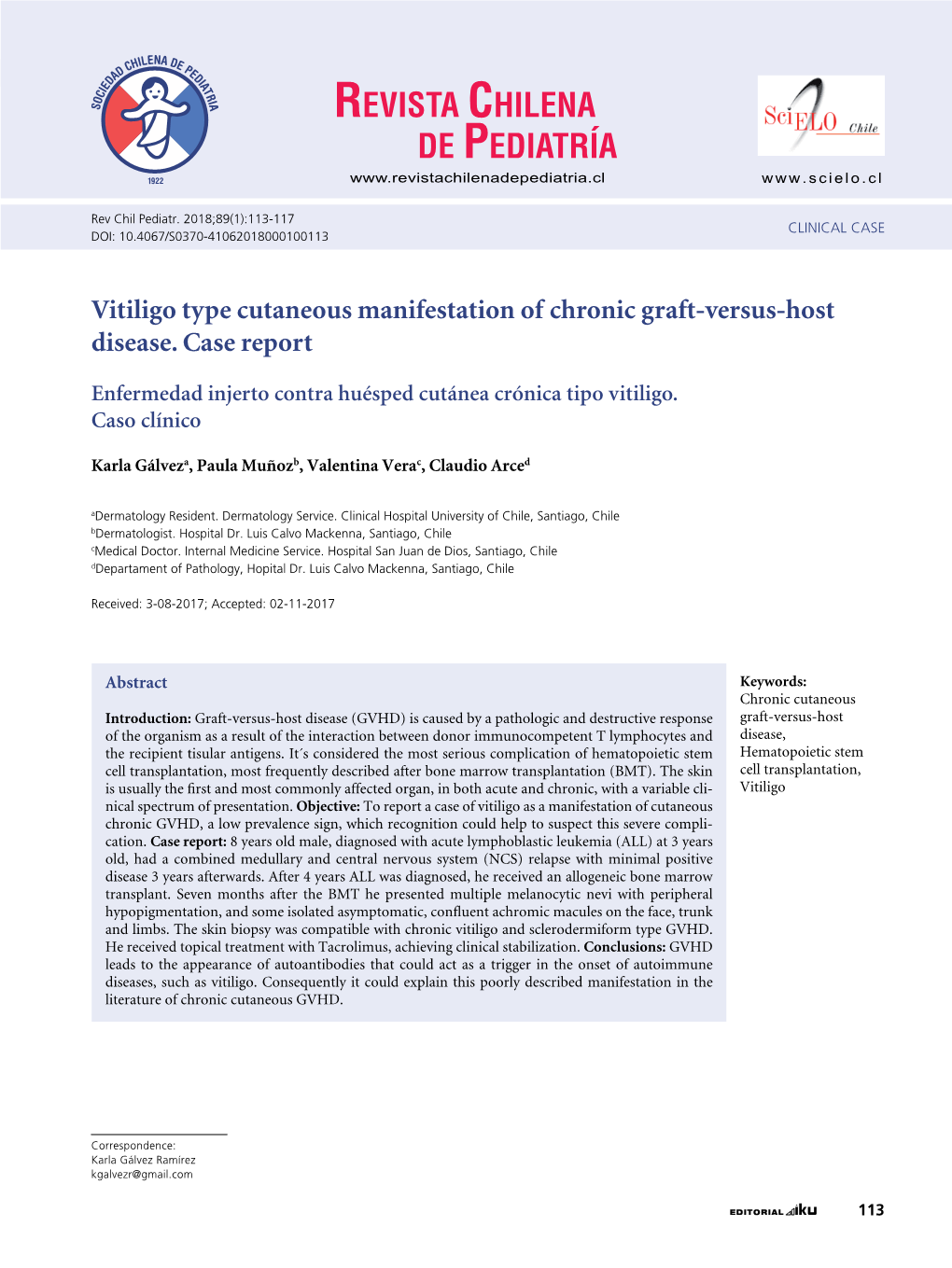 Vitiligo Type Cutaneous Manifestation of Chronic Graft-Versus-Host Disease