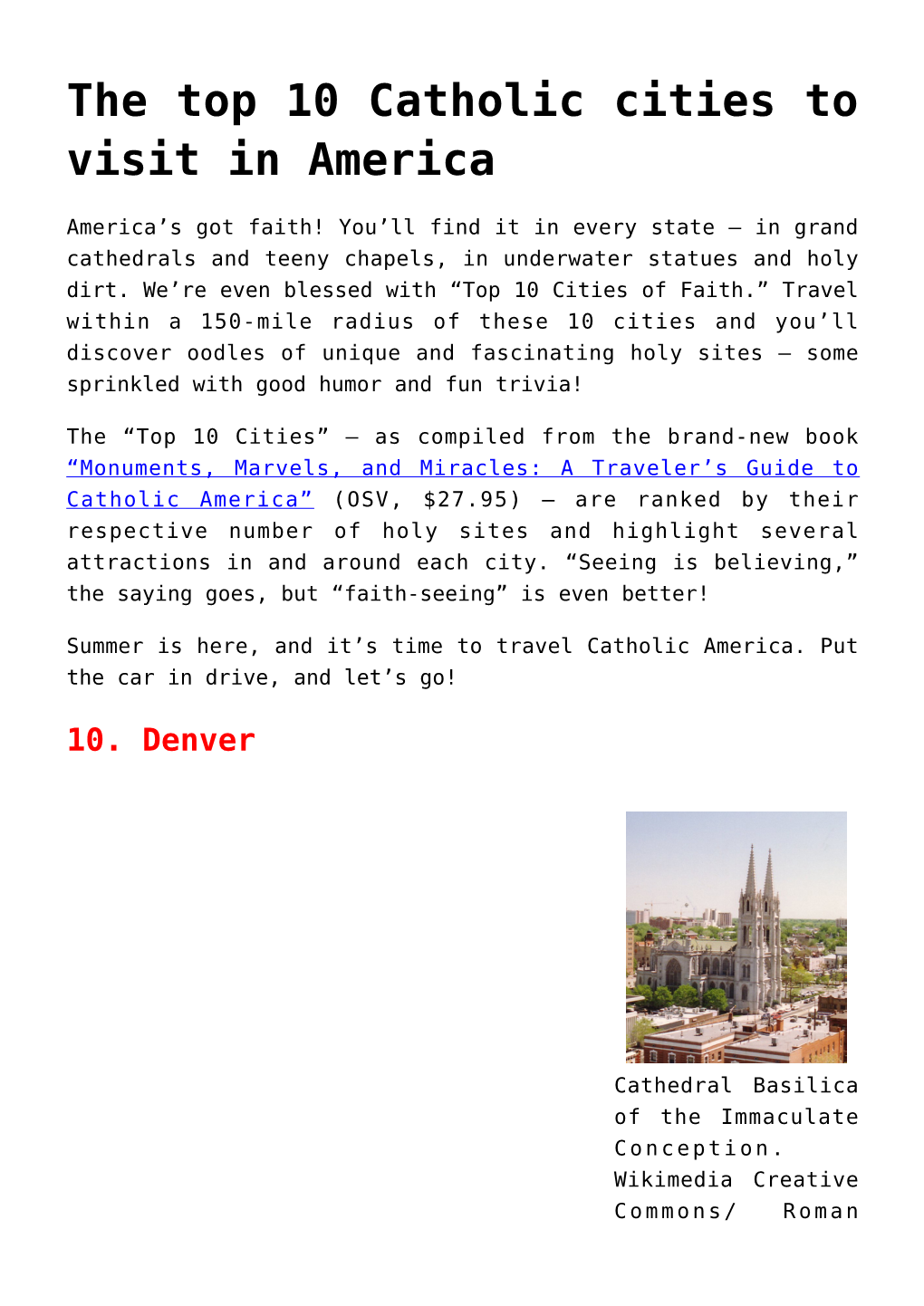 The Top 10 Catholic Cities to Visit in America