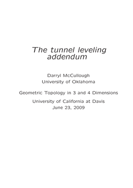 The Tunnel Leveling Addendum