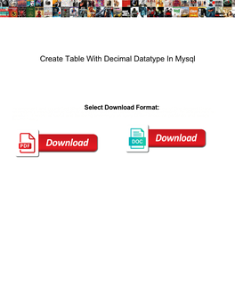 Create Table with Decimal Datatype in Mysql