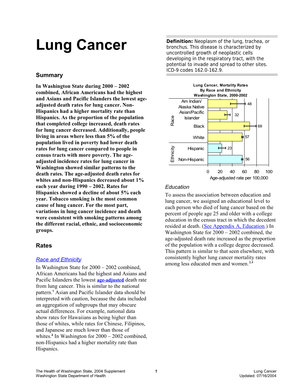 Health of Washington State - Lung Cancer - 2004