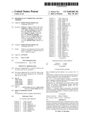 United States Patent (10) Patent No.: US 9,605,003 B2 Castro Et Al