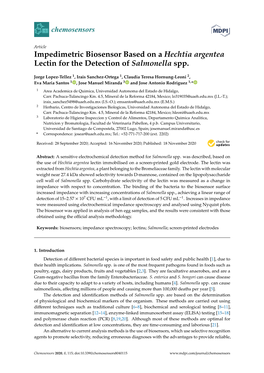 Impedimetric Biosensor Based on a Hechtia Argentea Lectin for the Detection of Salmonella Spp