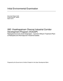 Initial Environmental Examination IND: Visakhapatnam Chennai Industrial Corridor Development Program (VCICDP)