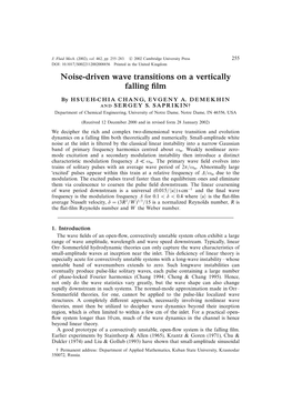 Noise-Driven Wave Transitions on a Vertically Falling Film