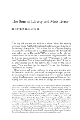 Sons of Liberty and Mob Terror M Jeffrey D