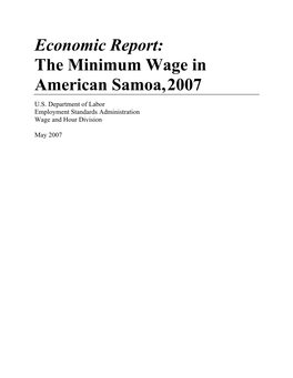 The Minimum Wage in American Samoa,2007