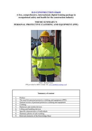 Theme Summary 9: Personal Protective Clothing and Equipment (Ppe)