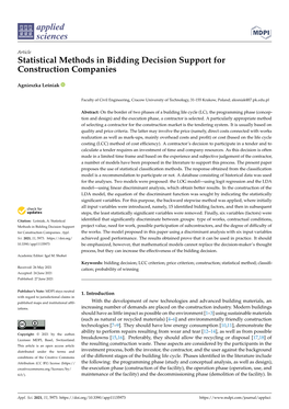 Statistical Methods in Bidding Decision Support for Construction Companies