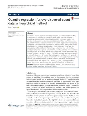 Quantile Regression for Overdispersed Count Data: a Hierarchical Method Peter Congdon