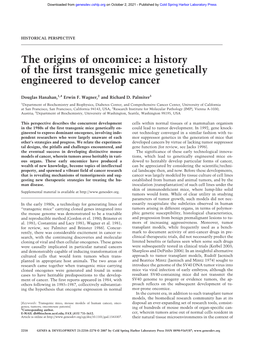 The Origins of Oncomice: a History of the First Transgenic Mice Genetically Engineered to Develop Cancer
