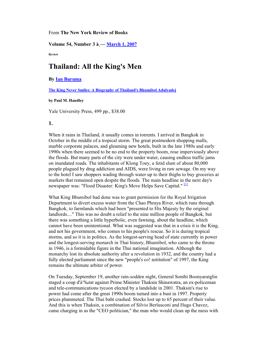 Thailand: All the King's Men