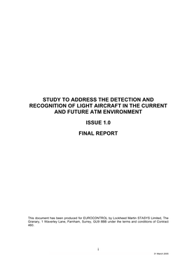 Study to Address the Detection and Recognition of Light Aircraft in the Current and Future Atm Environment