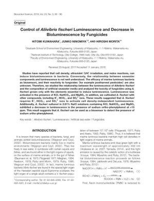 Control of Aliivibrio Fischeri Luminescence and Decrease In