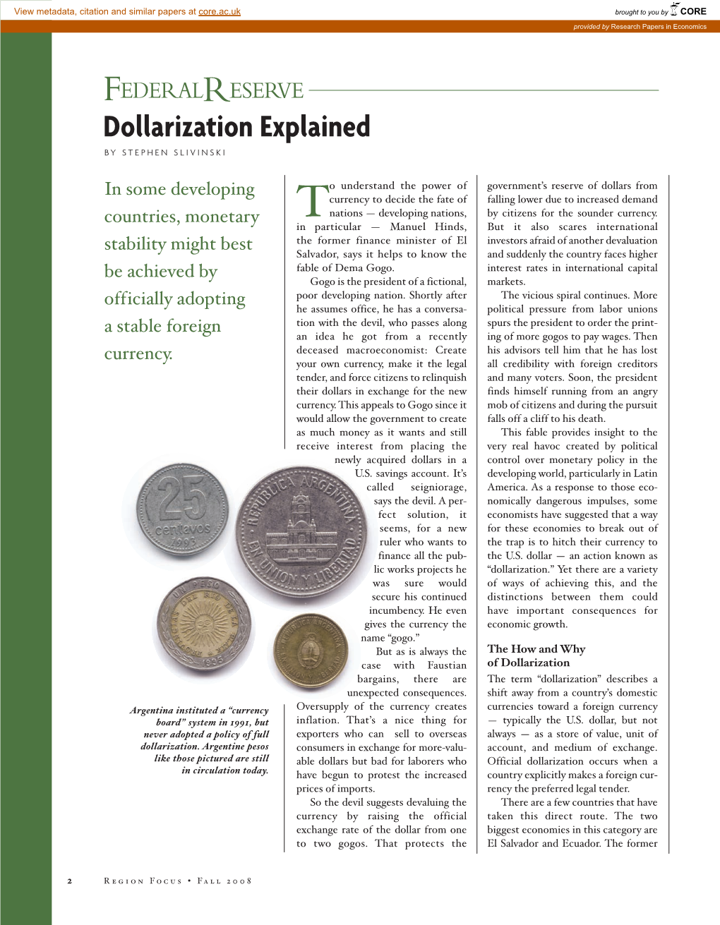 Dollarization Explained