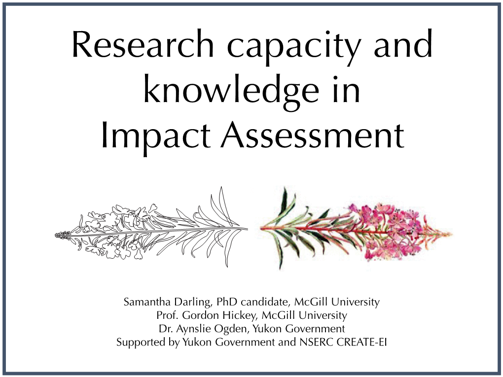 Research Capacity and Knowledge in Impact Assessment