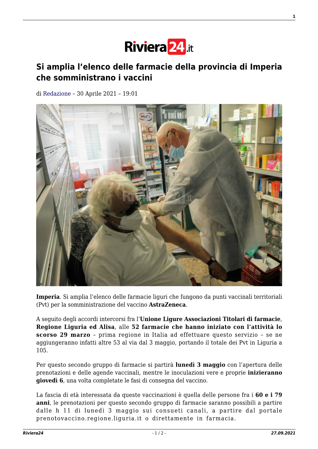 Si Amplia L'elenco Delle Farmacie Della Provincia Di