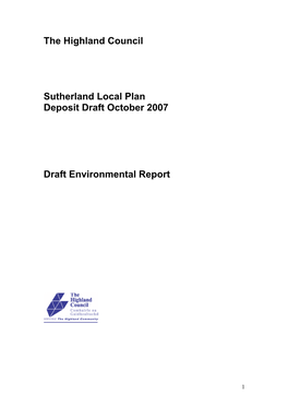 The Highland Council Sutherland Local Plan Deposit Draft October