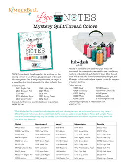 Mystery Quilt Thread Colors