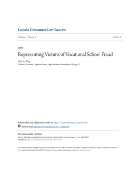 Representing Victims of Vocational School Fraud Alan A