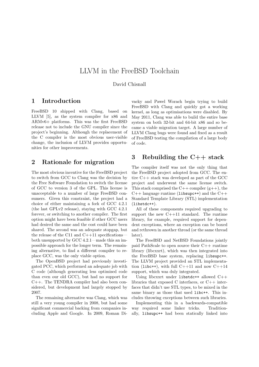 LLVM in the Freebsd Toolchain