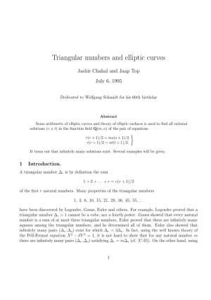 Triangular Numbers and Elliptic Curves