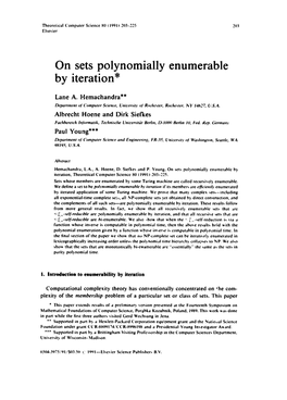 On Sets Polynomially Enumerable by Iteration*